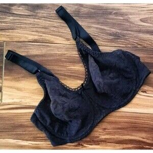 Bali Minimizer Bra Size 34D Black Floral Lace Unlined Balconett Underwire